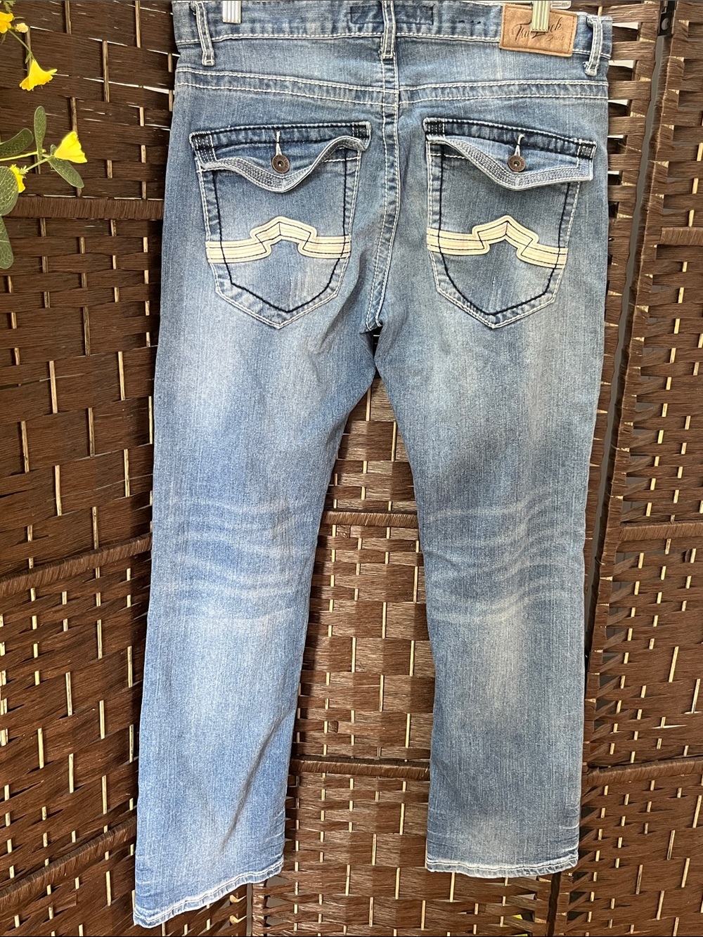 True Luck Jeans 32x30 Flap Pocket Heavy Contrast Stitch Western Grunge